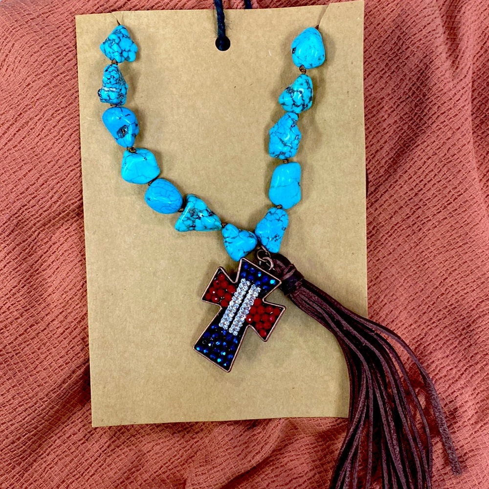 Turquoise cross necklace!